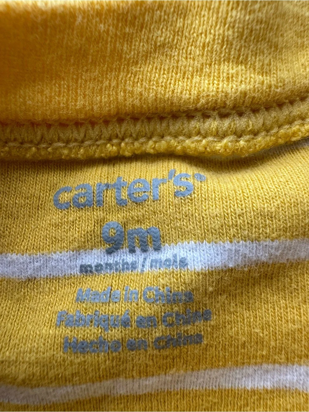 Carter’s Yellow & White Striped Short Sleeve Bodysuit 9M Baby One Piece